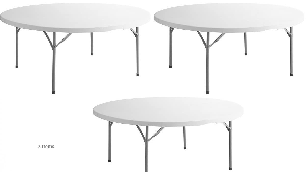 White 6-ft Plastic Folding Round Table S239