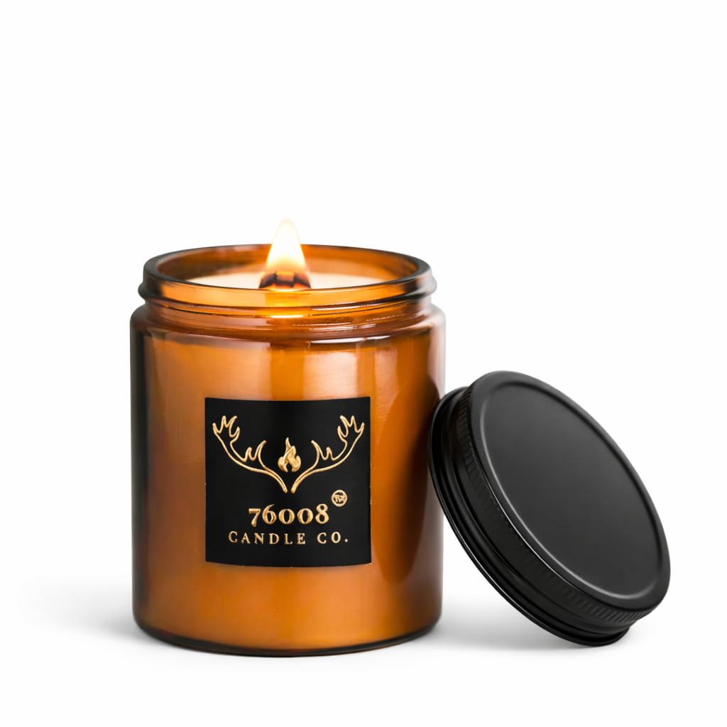 16 oz Wood Wick Soy Leather Scented Candle P8976