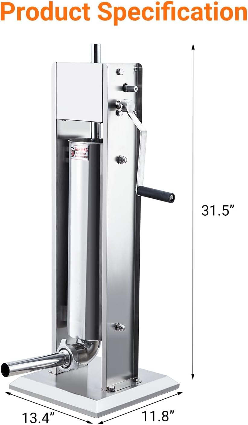 15LBS/7L Two Speed Stainless Steel Sausage Stuffer with 4 Stuffing Tubes Y297043