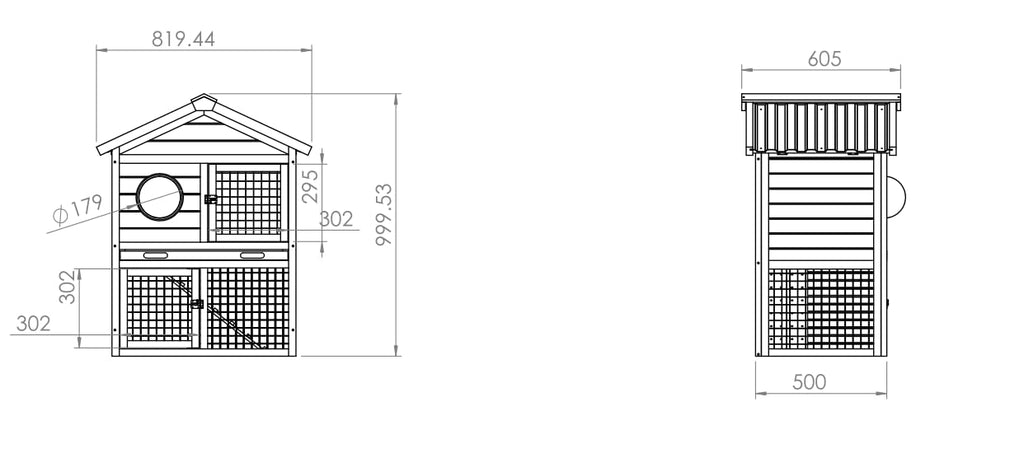 2-Tier Wooden Rabbit Hutch with Viewing Window N902273