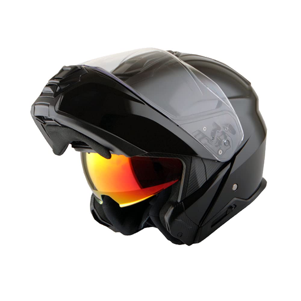 Modular Full Face Helmet Flip up Dual Visor Glossy Black D909392