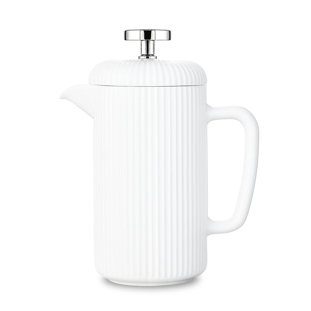 Porcelain French Press 22 fl oz Coffee Tea Maker with Stainless Steel Plunger Ivory F4900