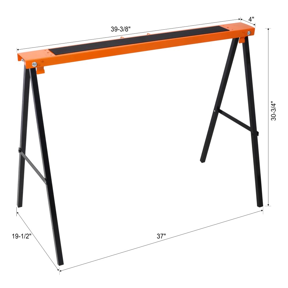 Folding Sawhorse 2 Pack Heavy Duty 550 lbs Capacity Portable Collapsible Metal Frame Non-Slip M899