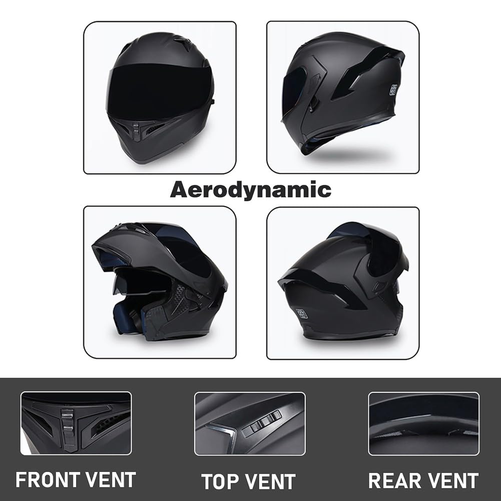 DOT Approved Flip Up Full Face Modular Motorcycle Helmet with Dual Visor Y814