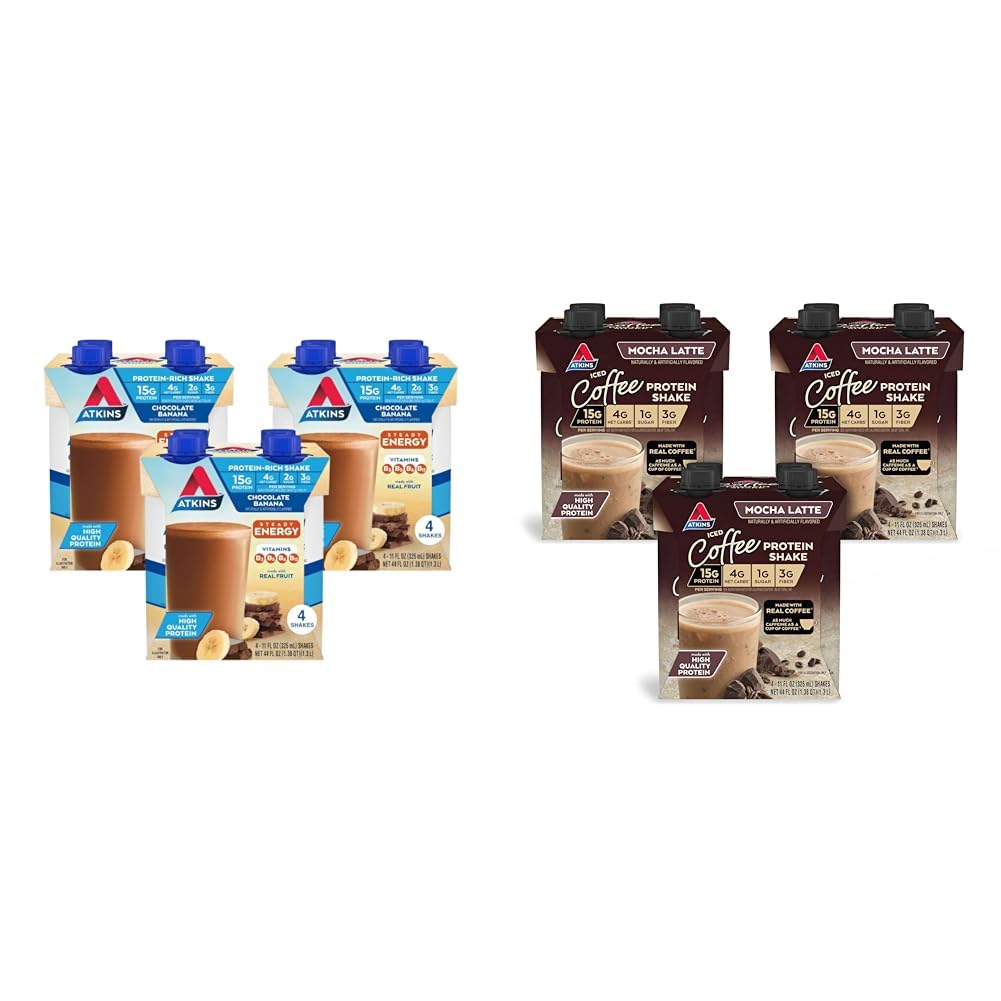 Chocolate Banana & Mocha Latte Protein Shake, 15g Protein, Keto Friendly D5024