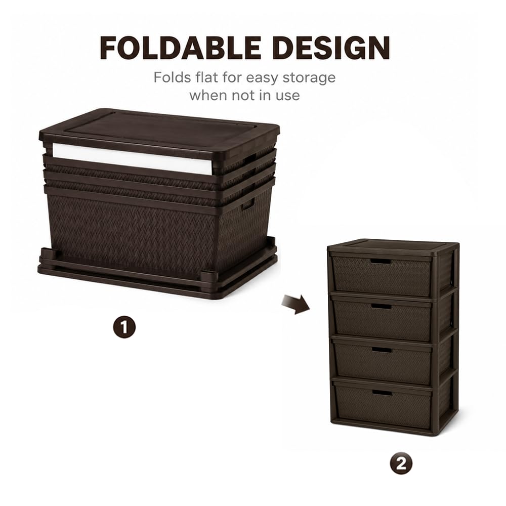 Brown 4 Drawer Plastic Storage Drawers B782