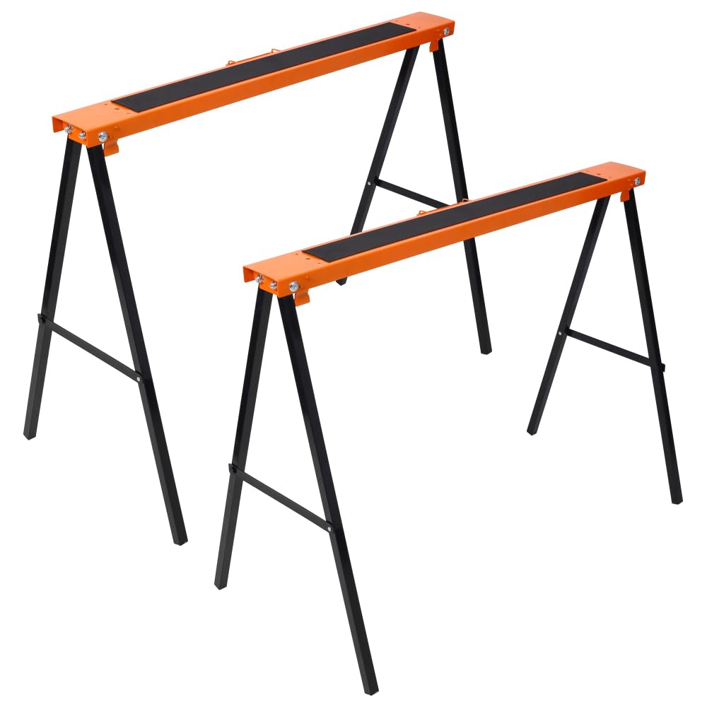 Folding Sawhorse 2 Pack Heavy Duty 550 lbs Capacity Portable Collapsible Metal Frame Non-Slip M899