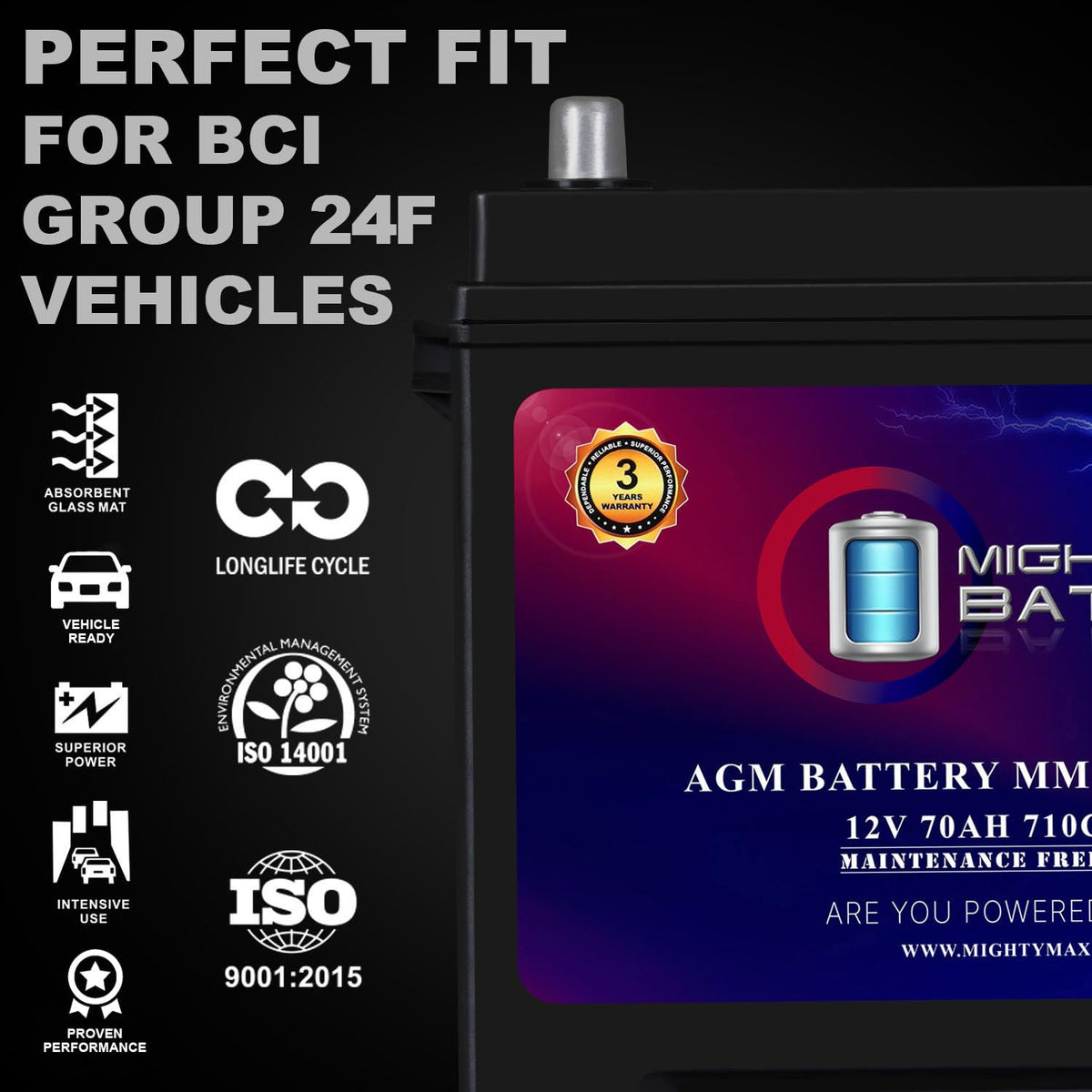 12V 70Ah AGM Replacement Battery S4691