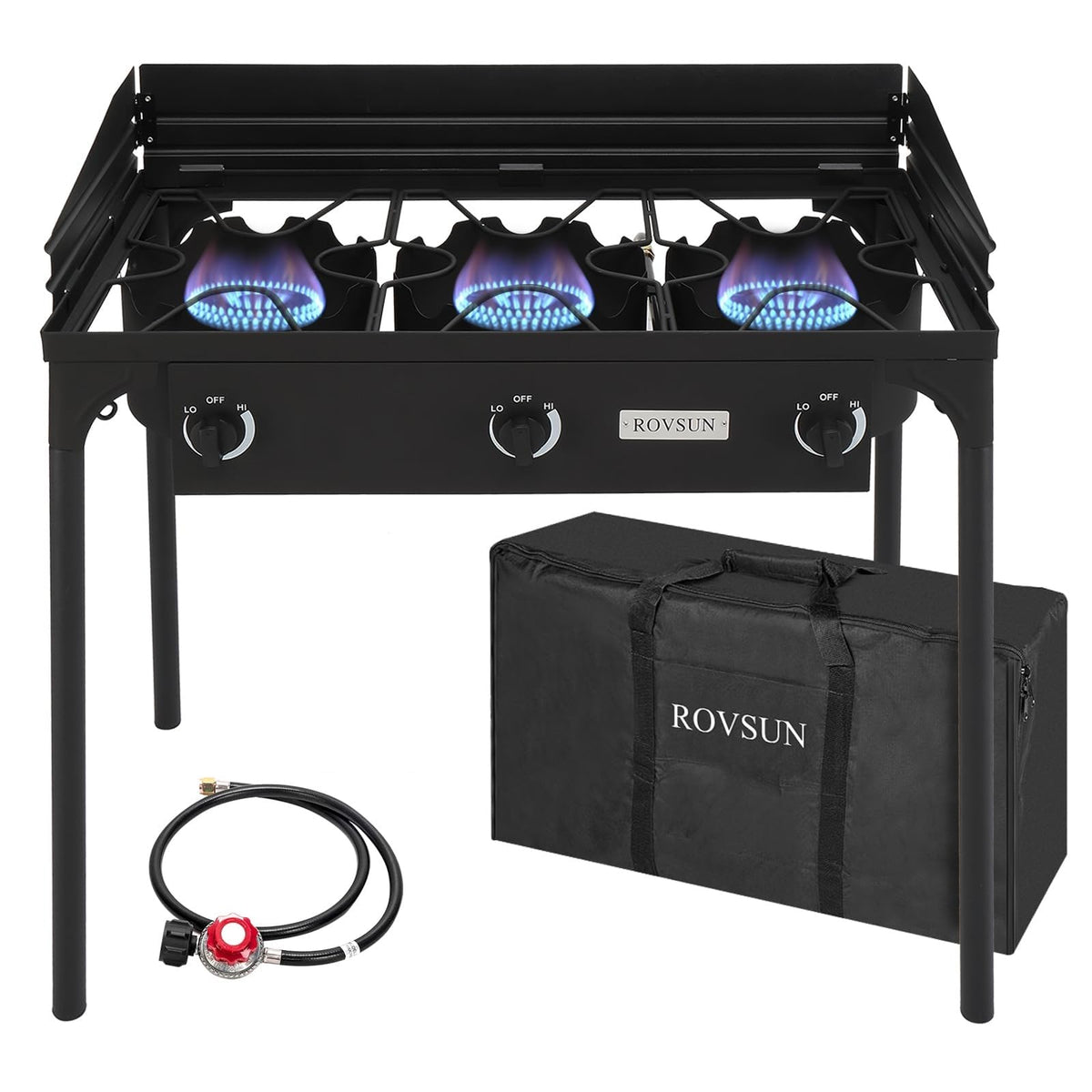 3 Burner Outdoor Propane Gas Stove with Windpanel N471