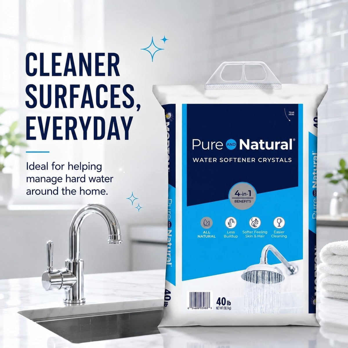 Natural Water Softener Salt Crystals 40 lb Bag 3 Pack F4910