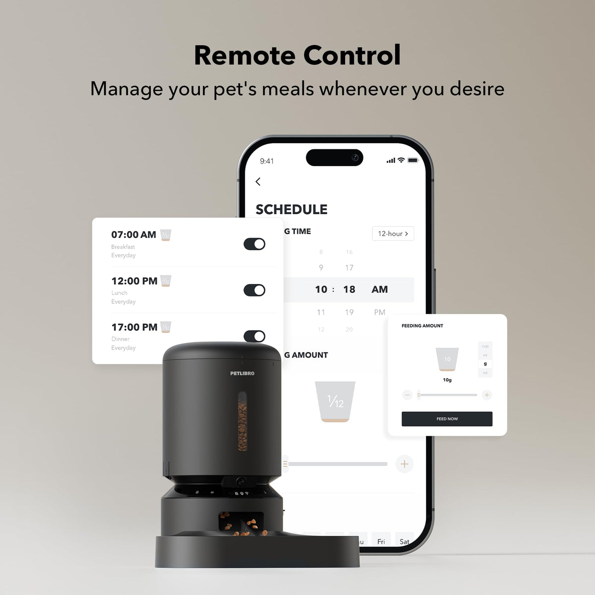 Automatic Cat Feeder with Camera, 1080P HD Video, 5G WiFi, 2-Way Audio, Dual Tray, Black 5L G2702