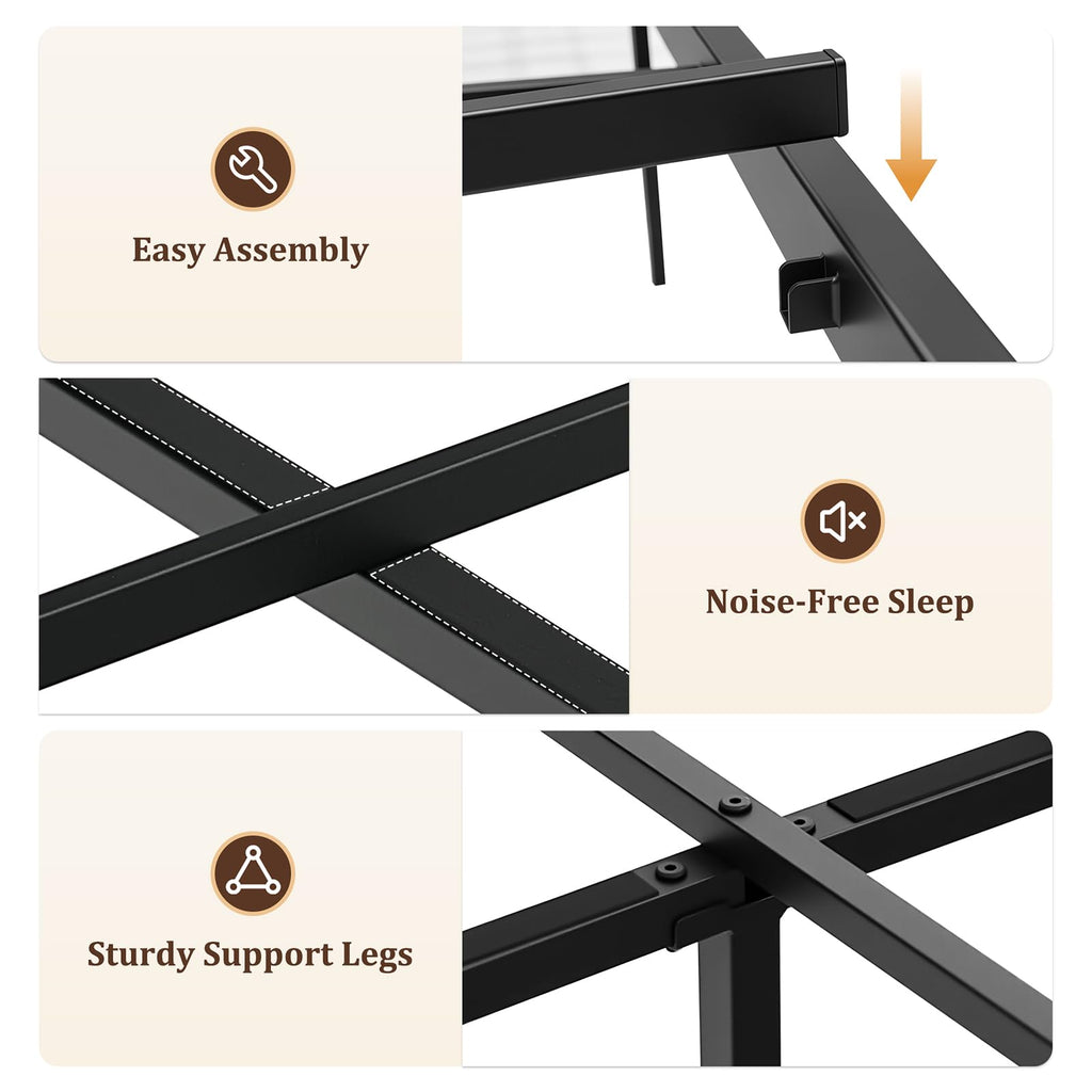 Twin Metal Bed Frame with Storage Headboard Z989