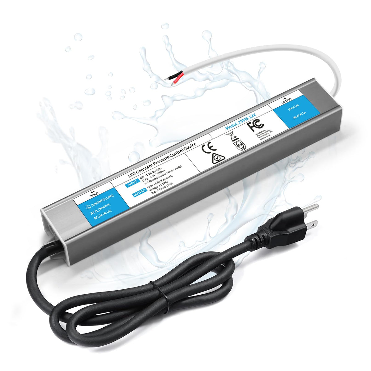 200 Watts Waterproof IP67 LED Driver 85V-265V AC to 12V DC Converter P2965