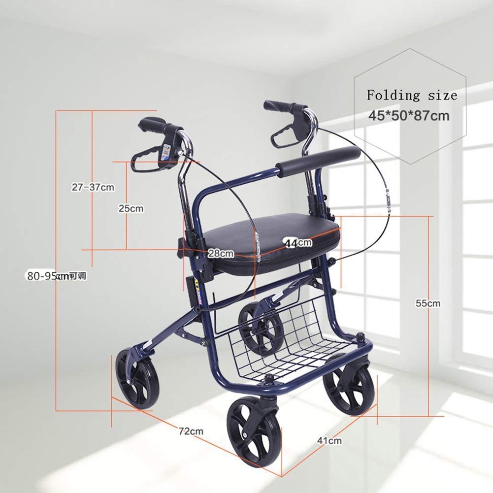 Folding 4 Wheel Rollator Walker with Seat Bag K5180