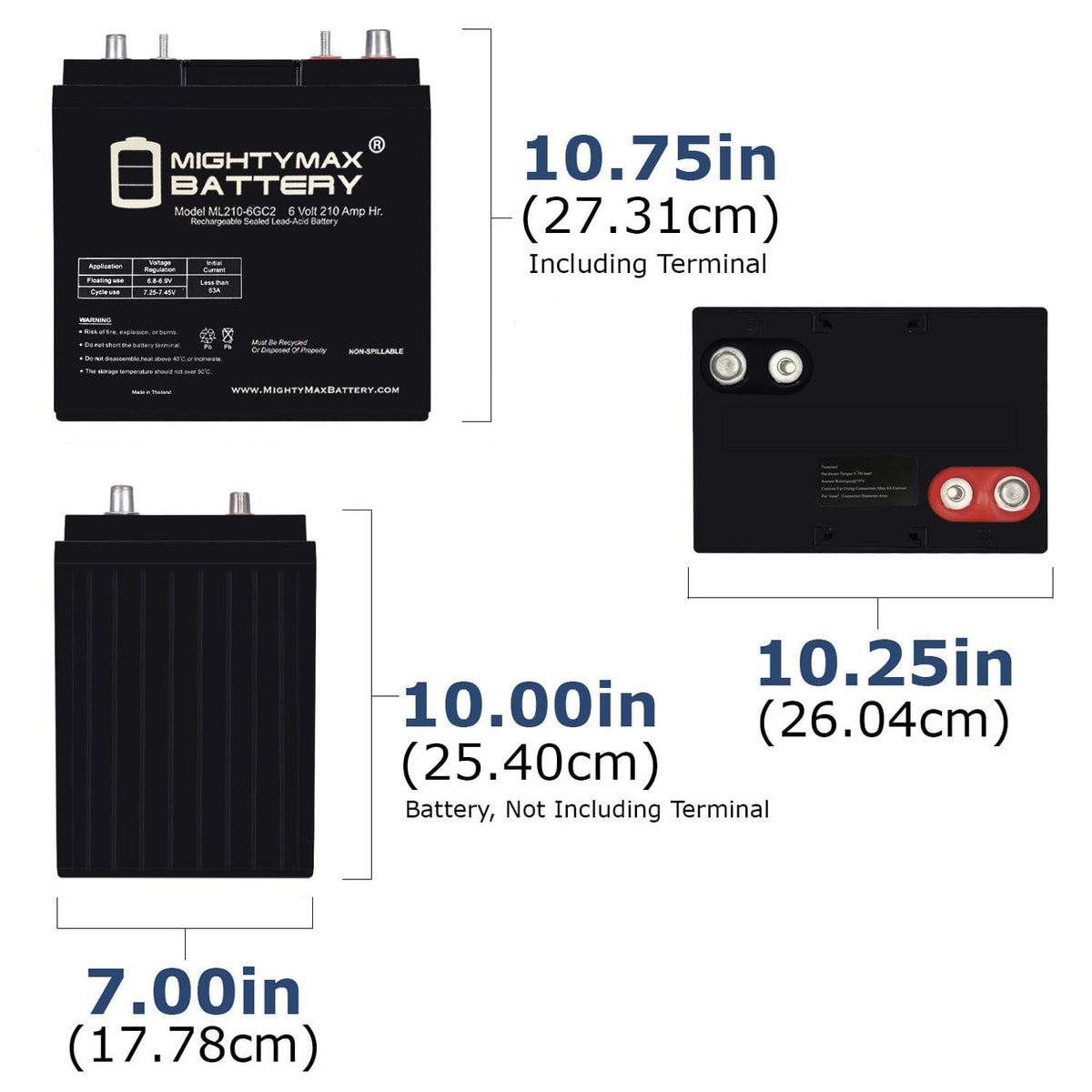 6V 210AH Dual Terminal SLA Replacement Battery 4 Pack A246