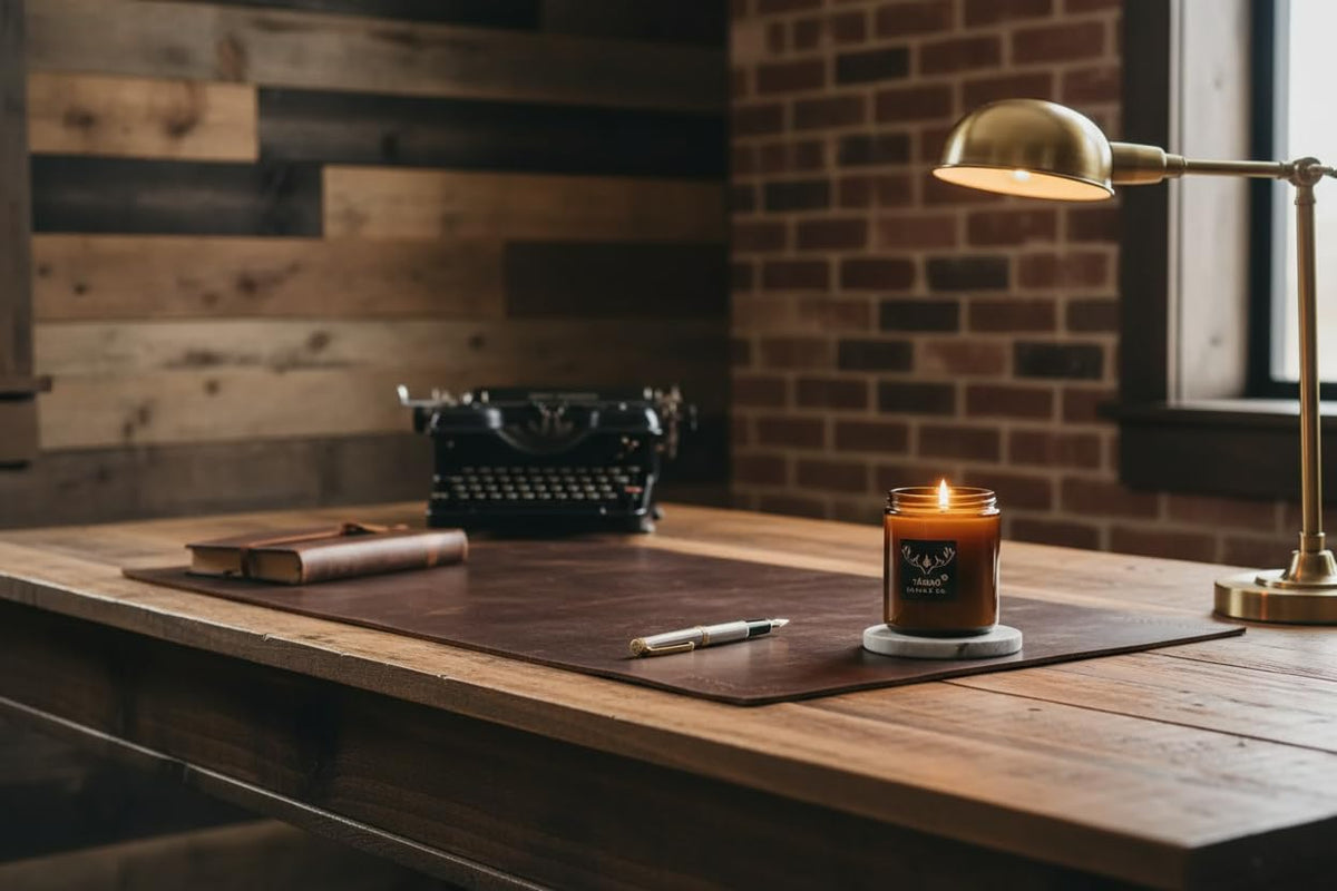 16 oz Wood Wick Soy Leather Scented Candle P8976