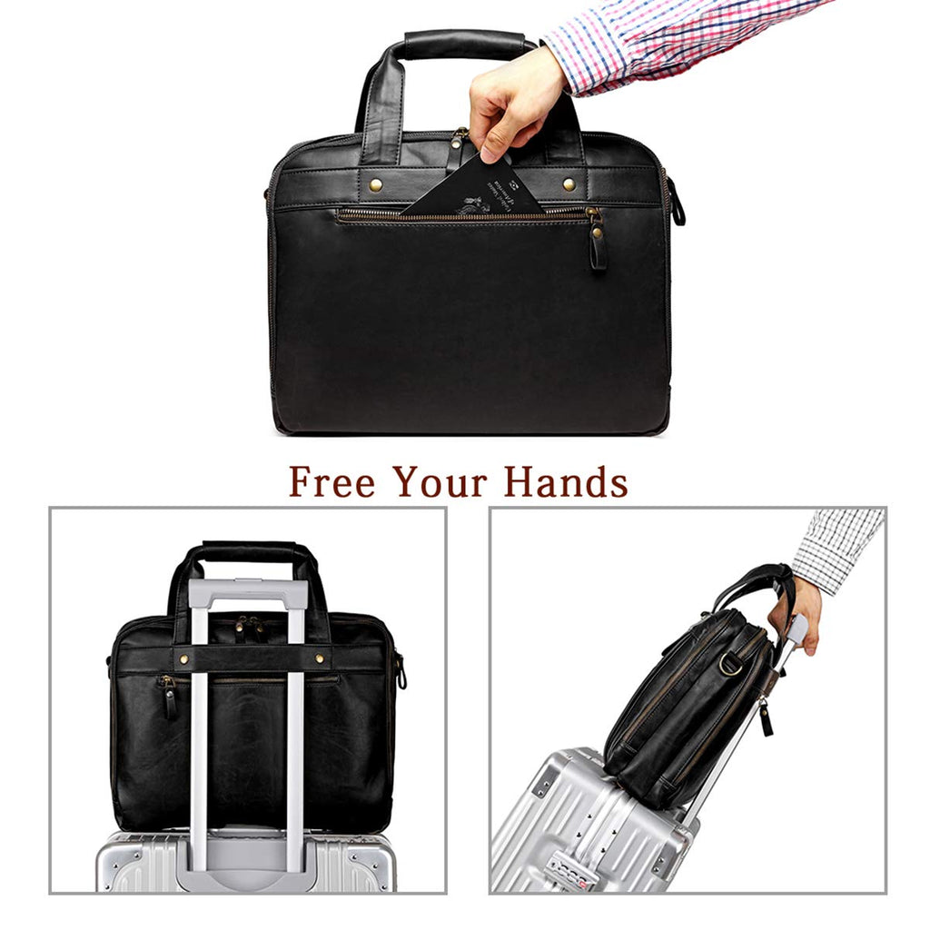 Black Leather 15.6 Inch Laptop Messenger Bag R94926