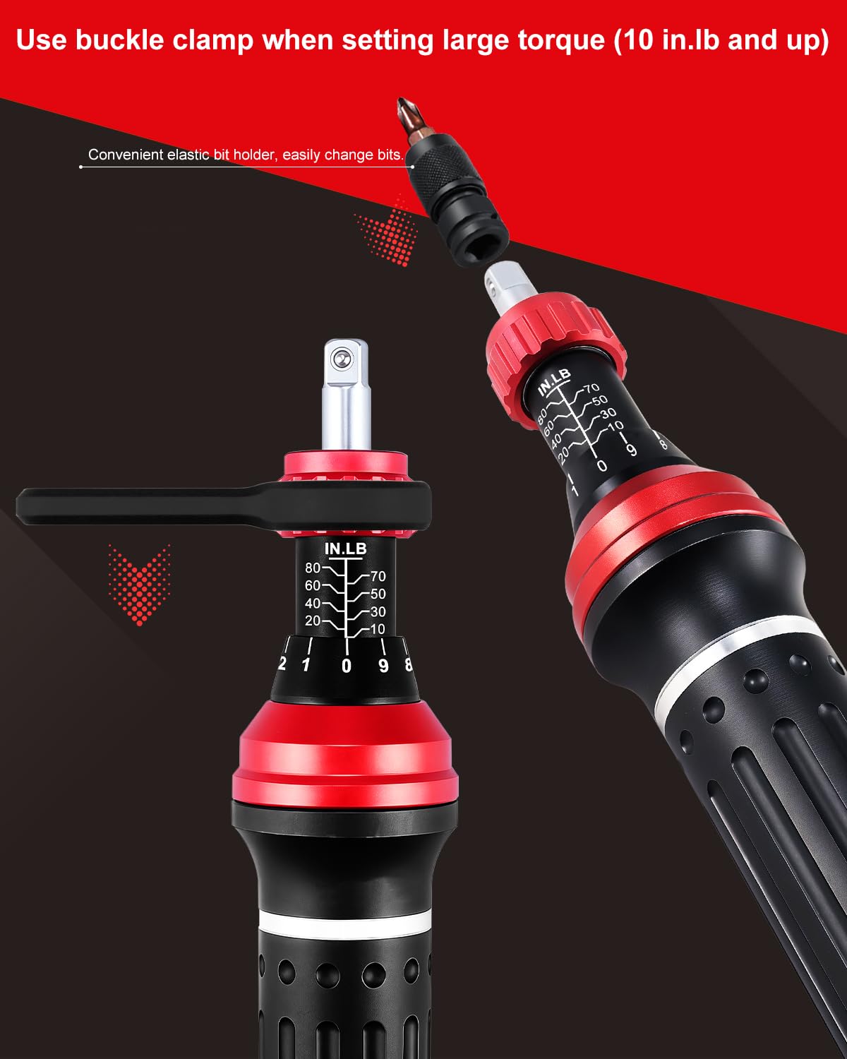 Torque Screwdriver 10-80 in.lb 1/4” Torque Driver Set with Bit Set J315