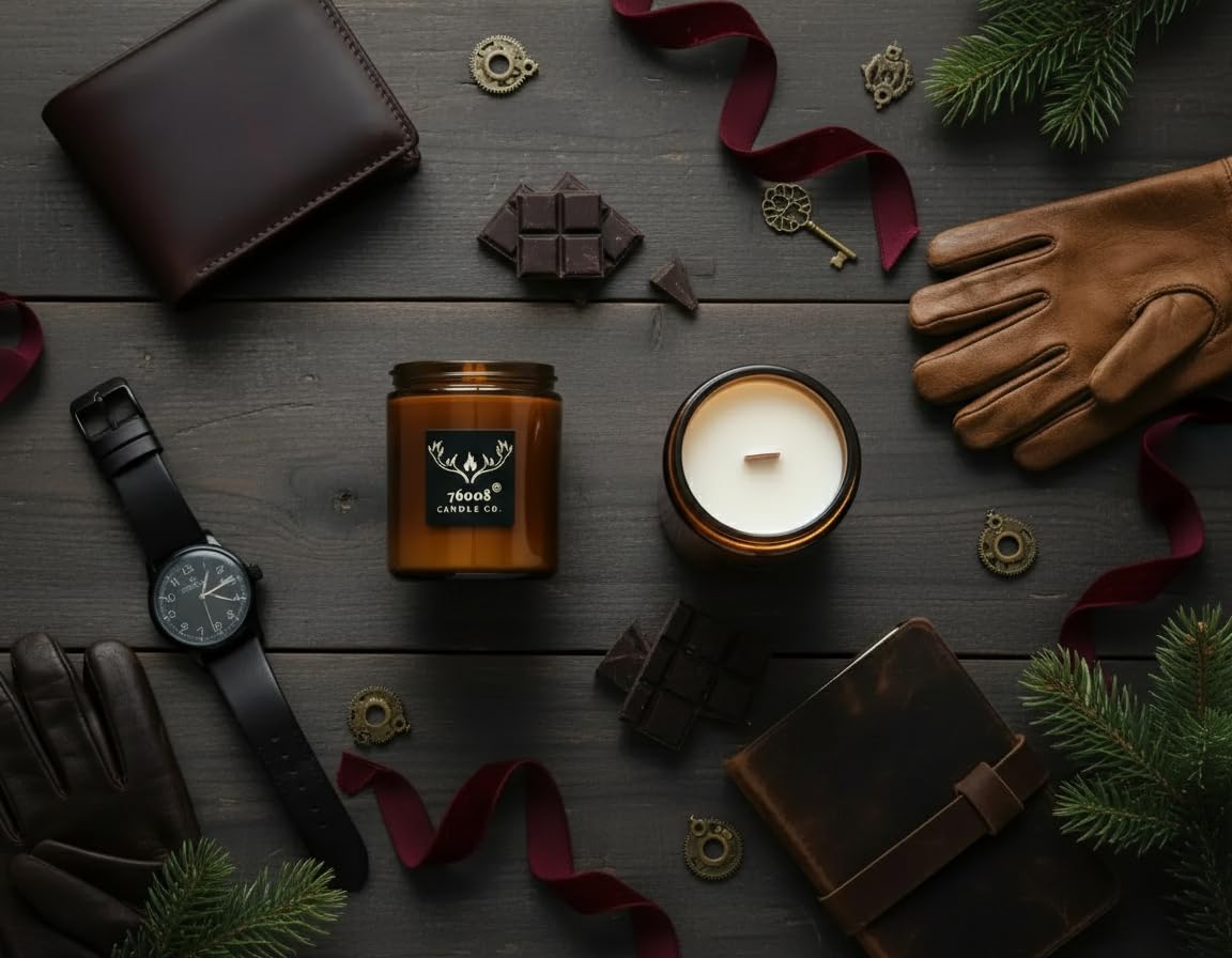 16 oz Wood Wick Soy Leather Scented Candle P8976