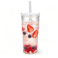20 oz Glass Cups with Lids and Straws J105499