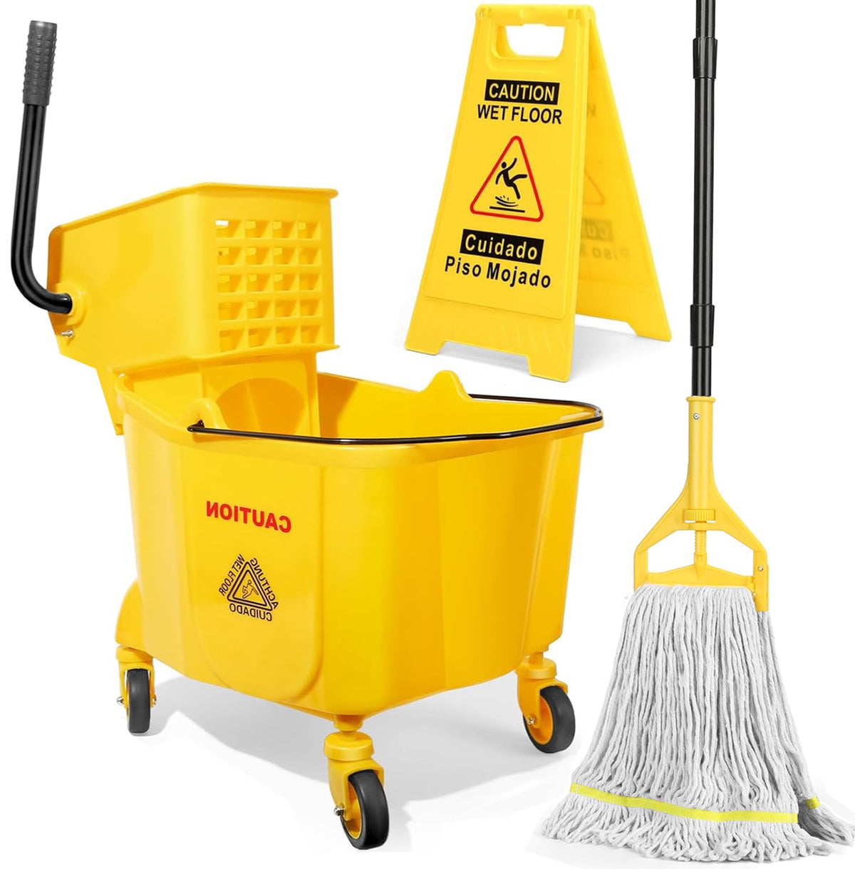 35 Qt Mop Bucket with Side-Press Wringer on Wheels N8877