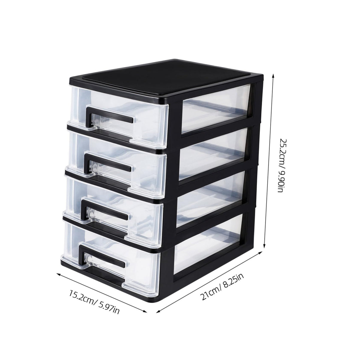 Black Transparent 4-Layer Plastic Drawer Storage Cabinet P5233