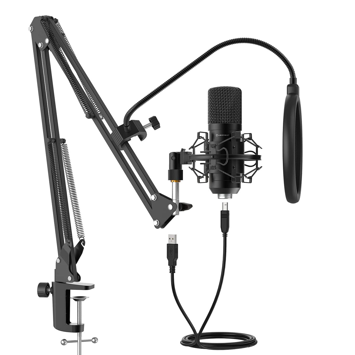 USB Microphone with Boom Arm, Pop-Filter, Shock Mount J44234