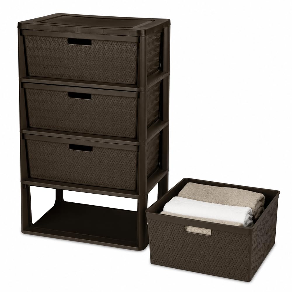 Brown 4 Drawer Plastic Storage Drawers B782