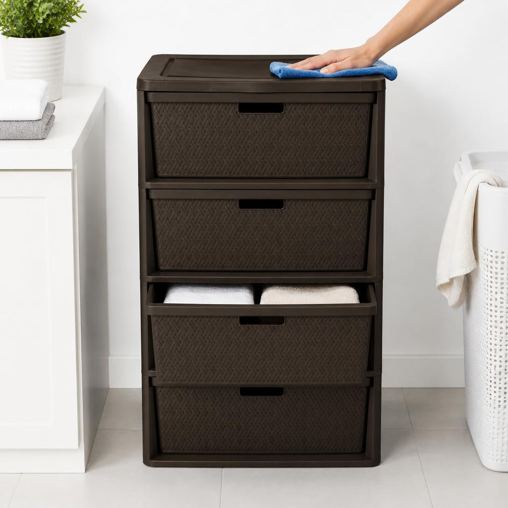 Brown 4 Drawer Plastic Storage Drawers B782