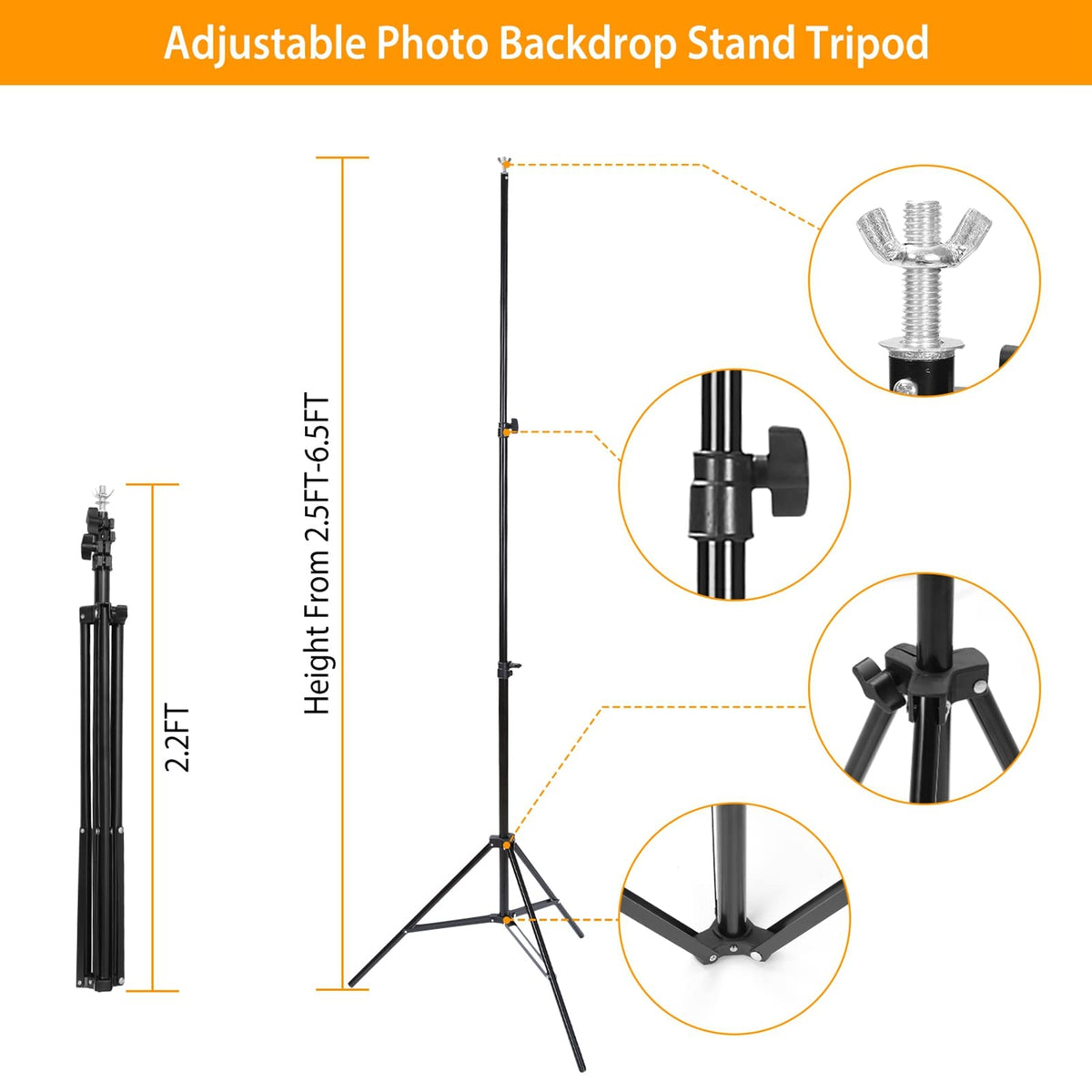 10ft Adjustable Backdrop Stand Kit with Clamps & Carry Bag S6086