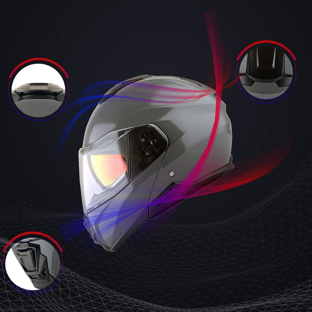 Modular Full Face Helmet Flip up Dual Visor Glossy Black D909392