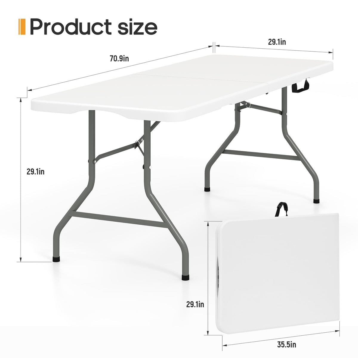 6ft Heavy Duty Folding Table White C616192