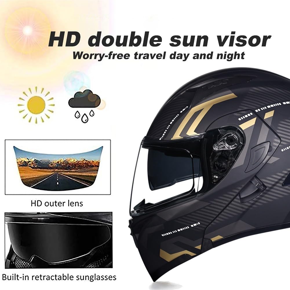 DOT Approved Flip Up Full Face Modular Motorcycle Helmet with Dual Visor Y814