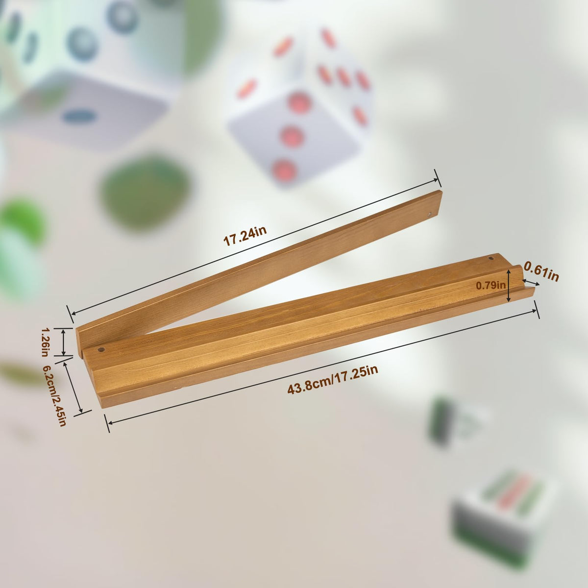 Wooden Mahjong Racks Set with Magnetic Pushers, 4 Racks & 4 Pushers O48407