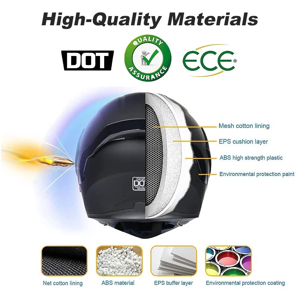 DOT Approved Flip Up Full Face Modular Motorcycle Helmet with Dual Visor Y814