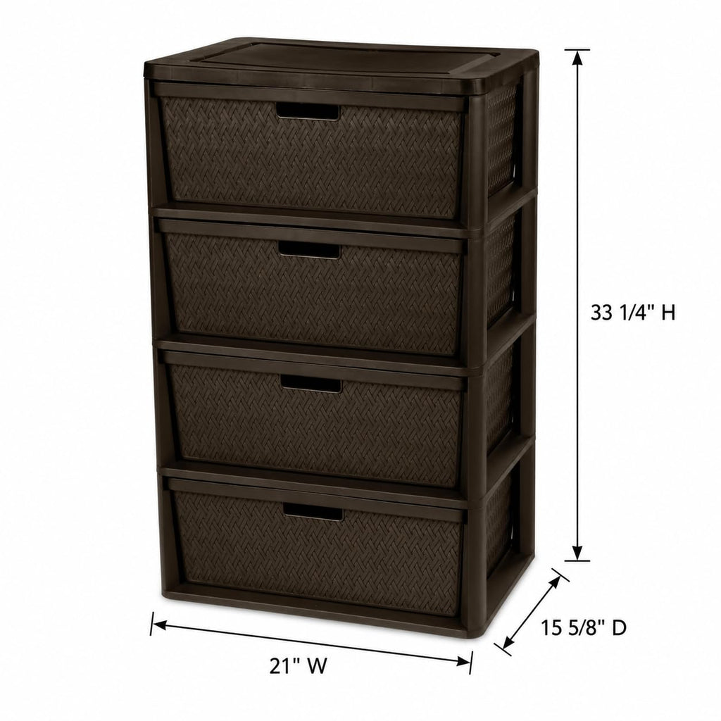Brown 4 Drawer Plastic Storage Drawers B782