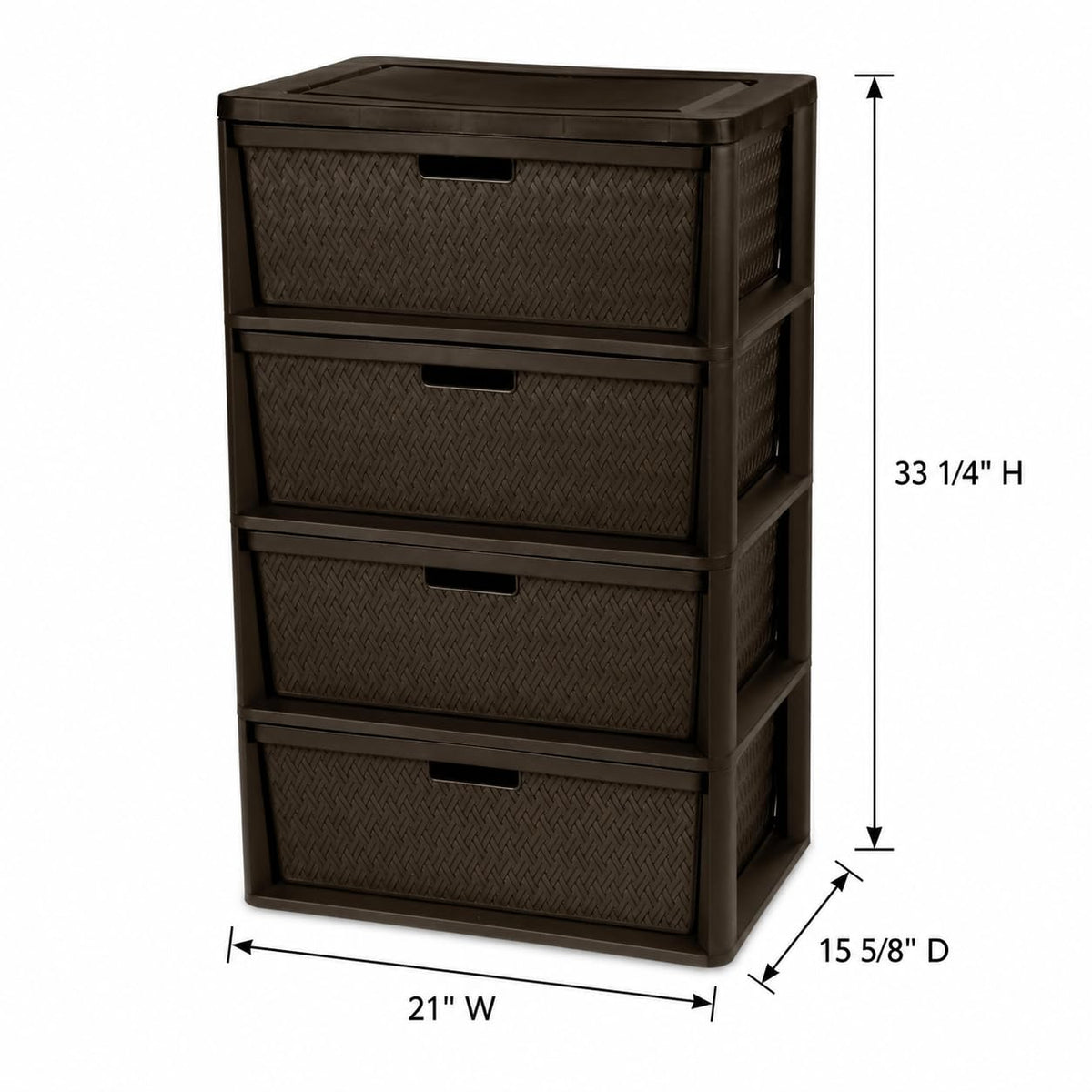 Brown 4 Drawer Plastic Storage Drawers B782