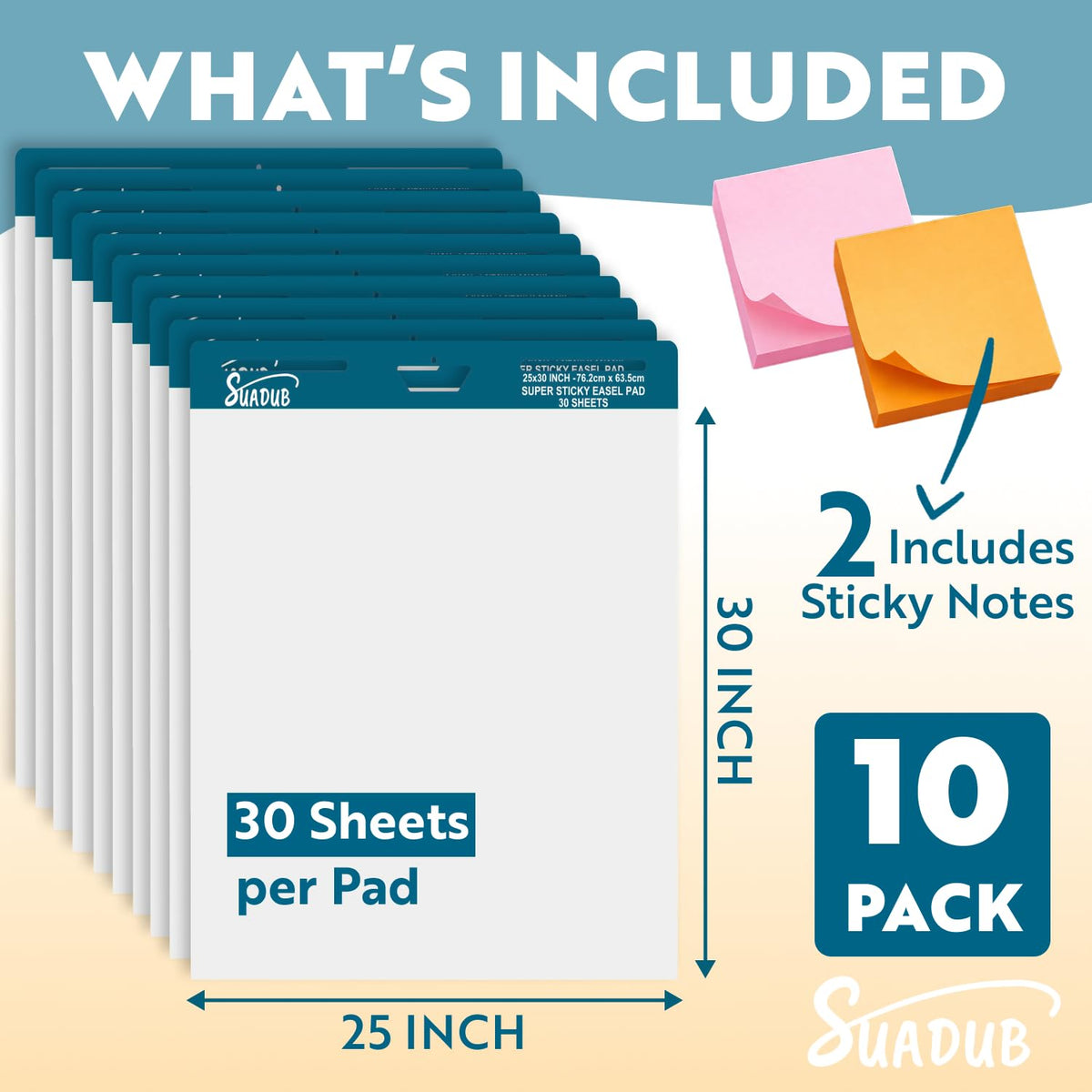 Sticky Easel Pad 25 x 30 Inches 30 Sheets 10 Pads J875164
