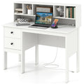 White Desk with Drawers and Hutch O6452