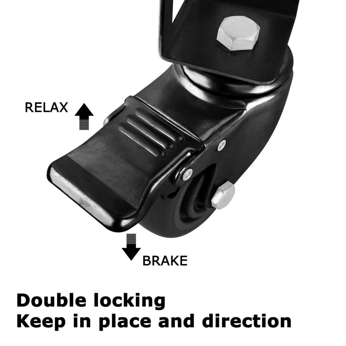 3" Heavy Duty Locking Caster Wheels, 8 PCS, 1000LB Capacity, Black I6947