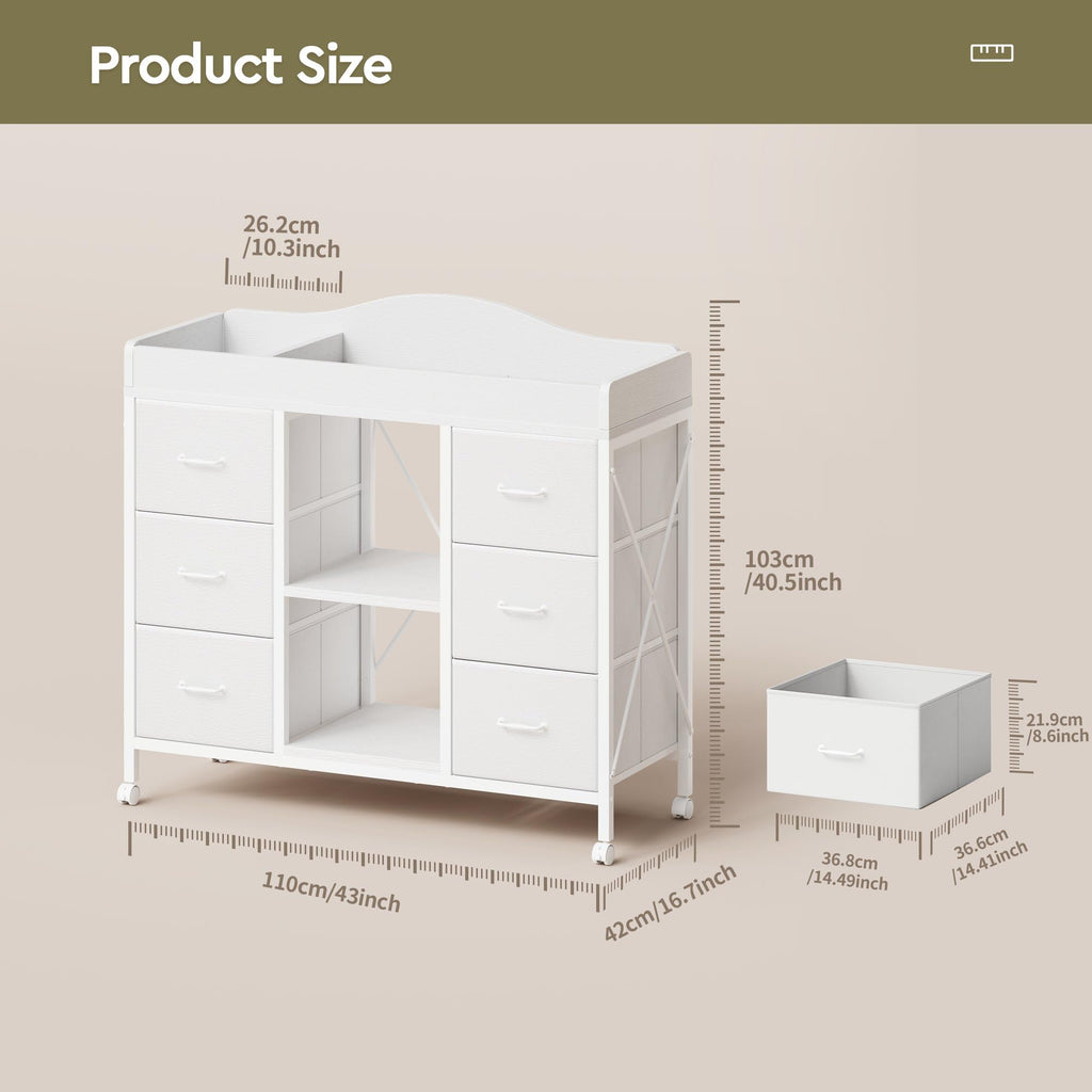 White 6 Drawer Dresser F638