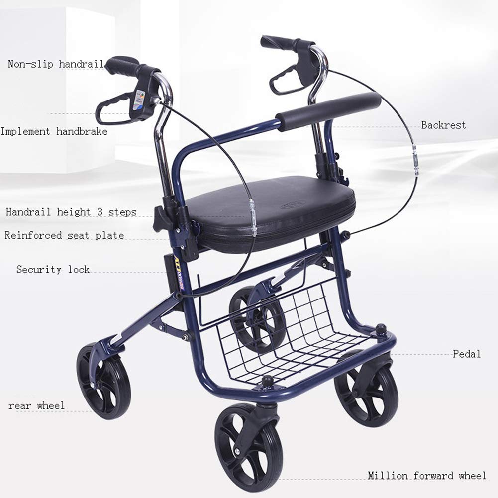 Folding 4 Wheel Rollator Walker with Seat Bag K5180