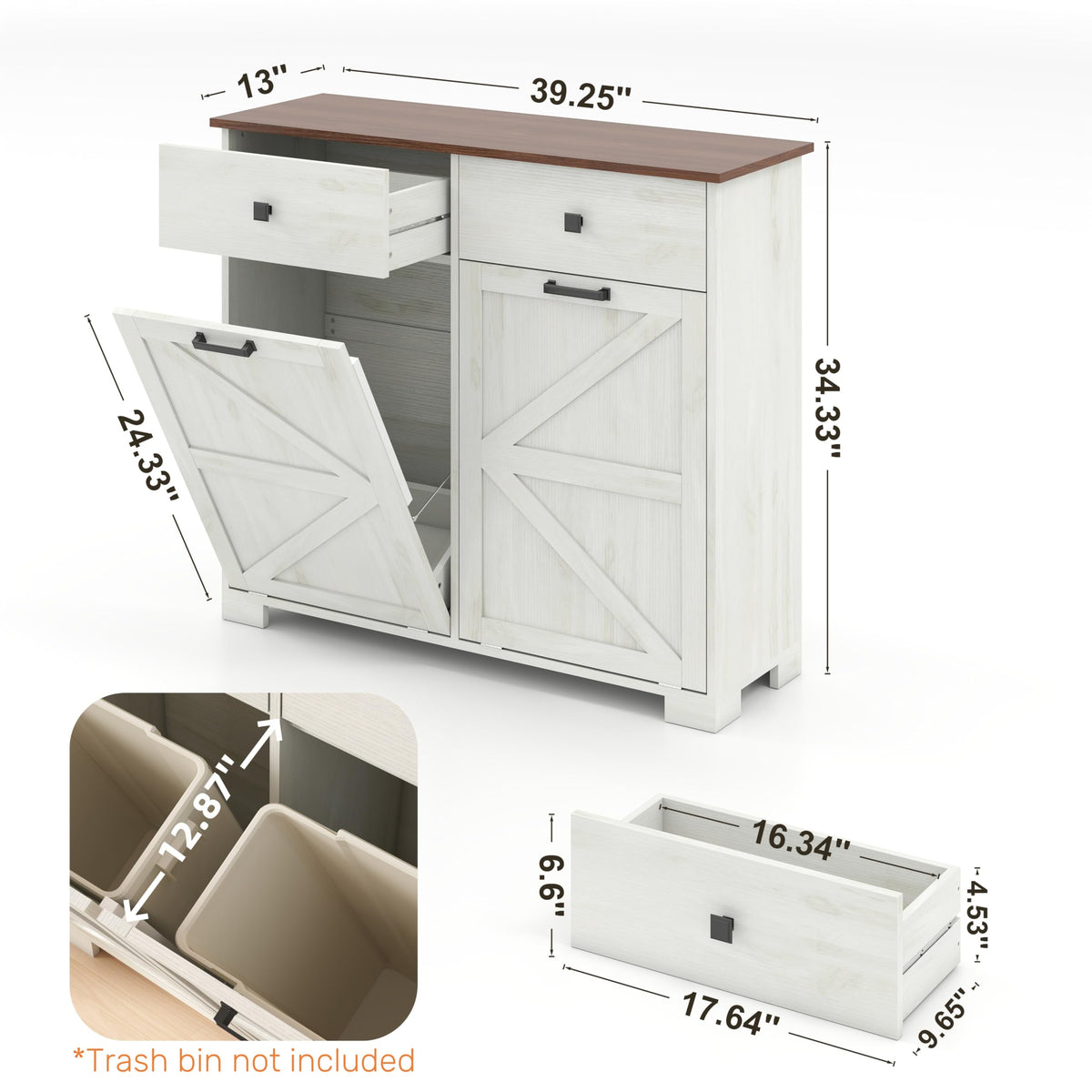 Double Tilt-Out Trash Cabinet for 2x10 Gallon Cans S8113