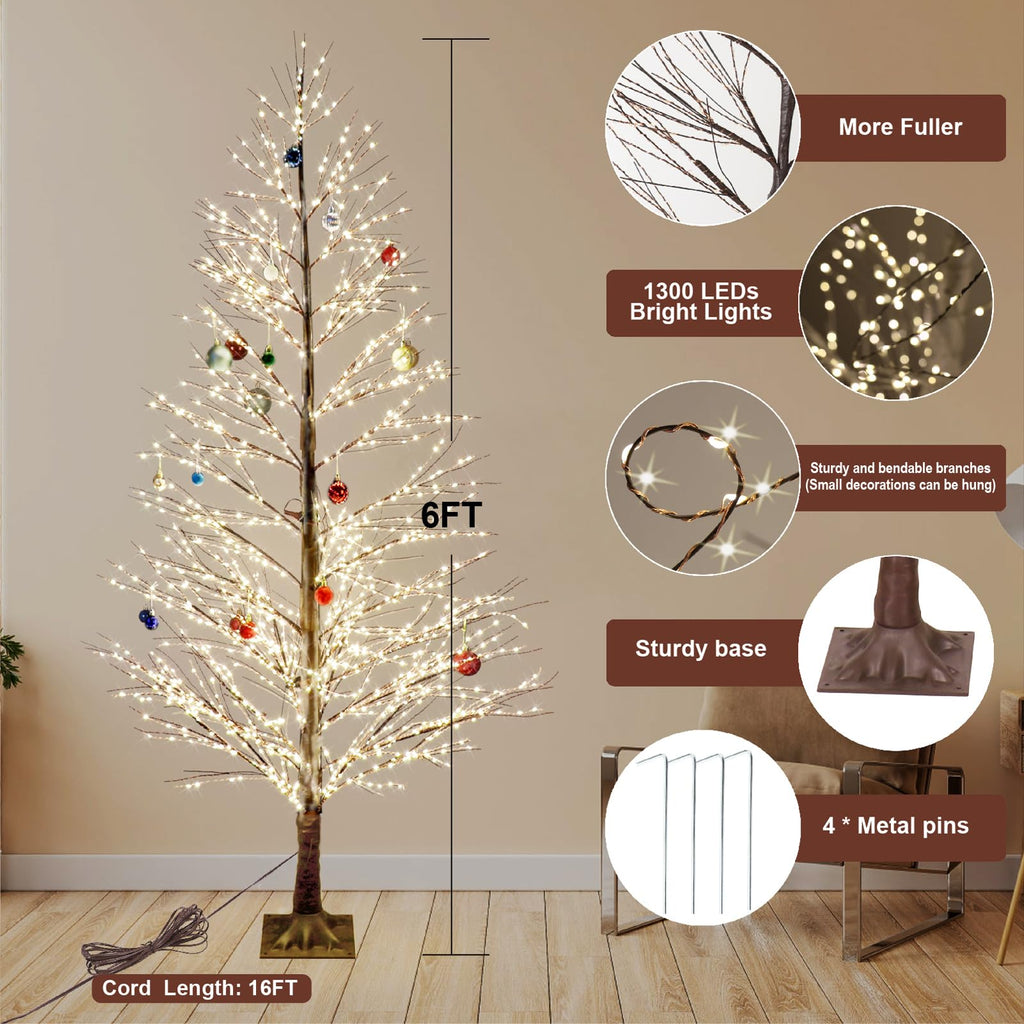 6FT Lighted Birch Tree with 1300 LED Lights G77173