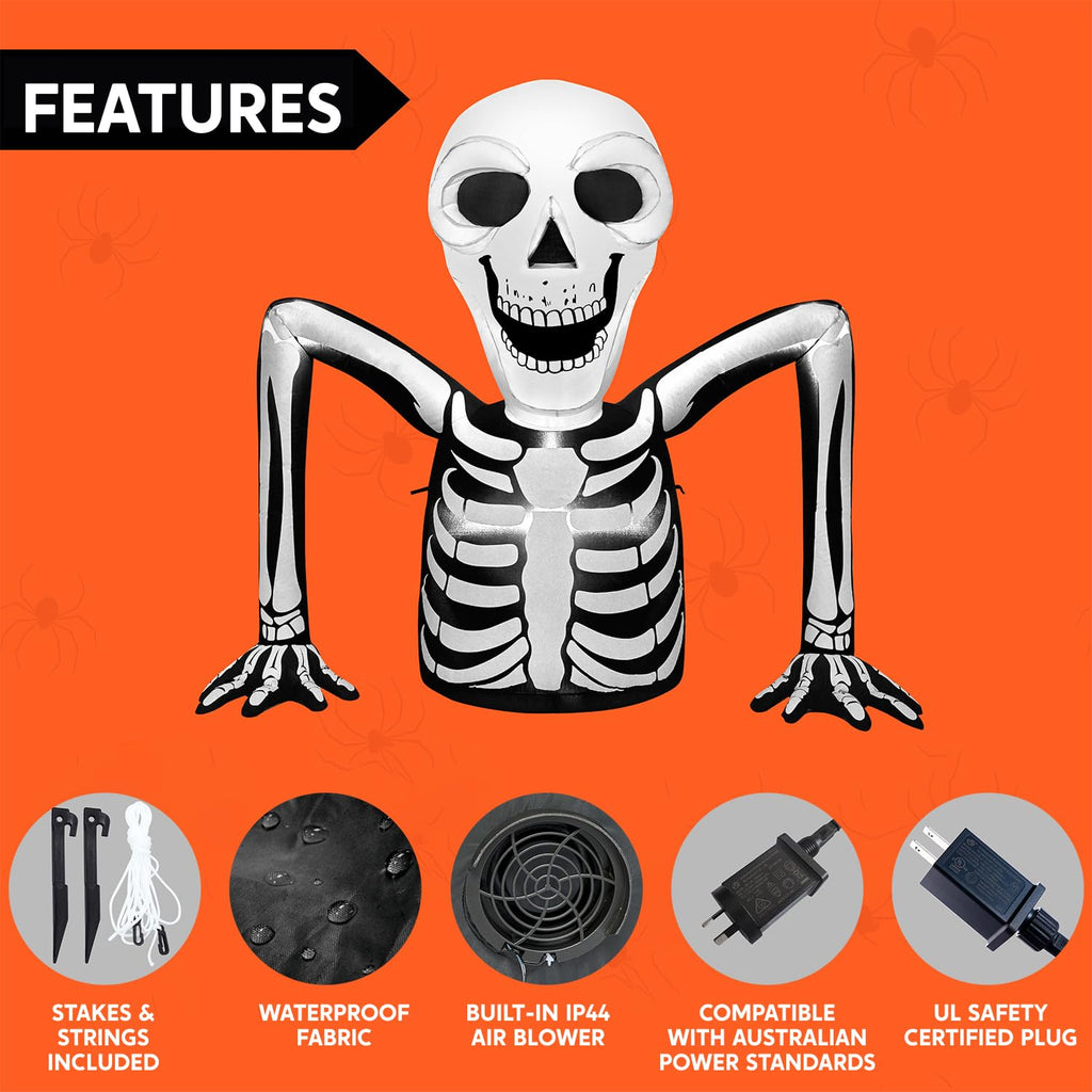 5.5 FT Long Inflatable Skeleton Outdoor Decoration with LEDs P577753