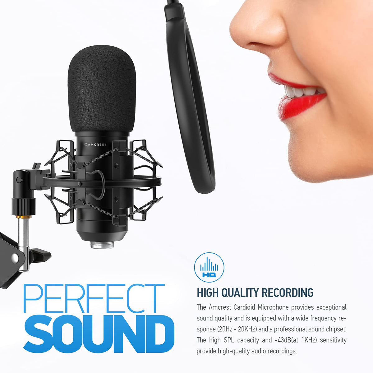 USB Microphone with Boom Arm, Pop-Filter, Shock Mount J44234