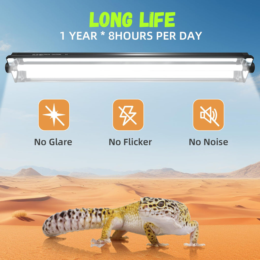24W 10.0 T5 UVB Reptile Light Fixture Combo Kit 22inch Terrarium Hood K599090