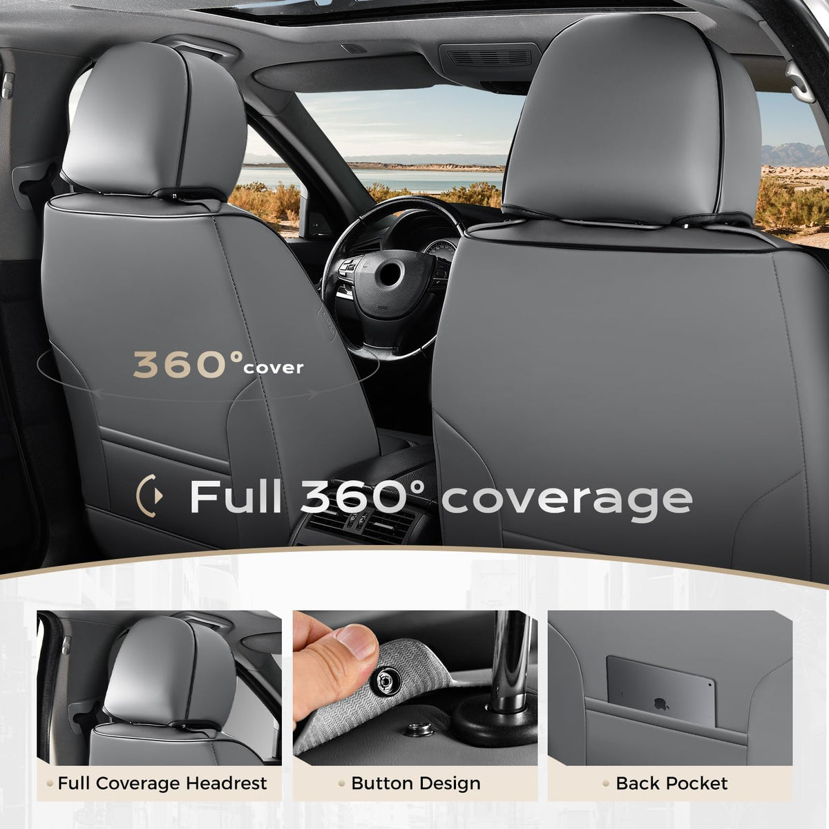 Waterproof Leather Car Seat Covers Full Set S191