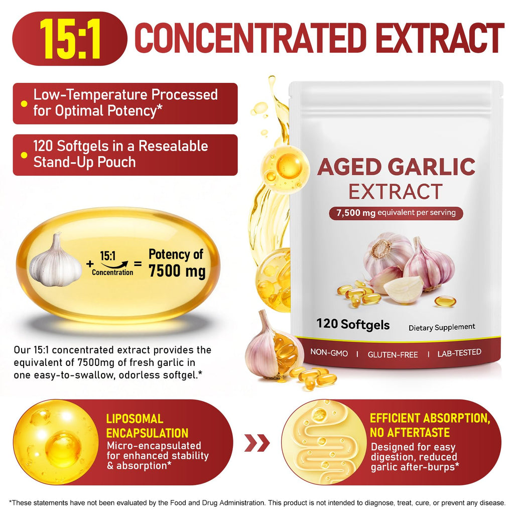 Aged Garlic Extract Capsules with Magnesium, Vitamin B1 & B9, 120 Count M981