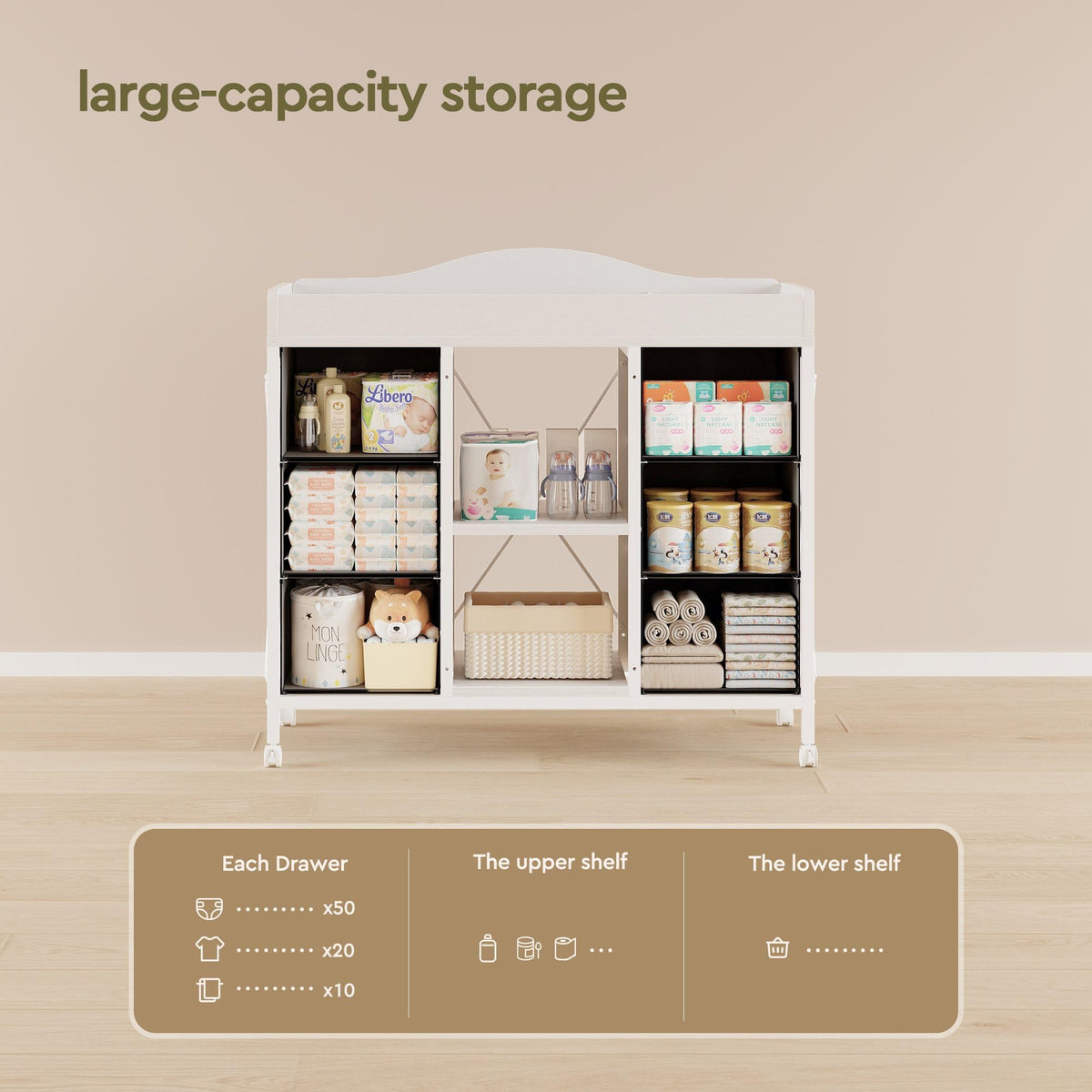 White 6 Drawer Dresser F638